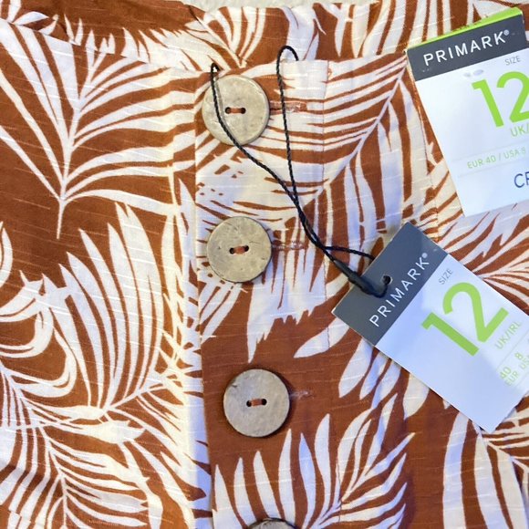 BNWT Wide Leg Trousers CROPPED BROWN TAN Tropical Print Size 12 CRUISE PARTY - Picture 5 of 8